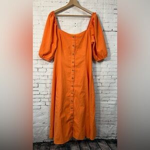Urban Outfitters Size Large Orange Maxi Dress Milkmaid Boho Peasant
